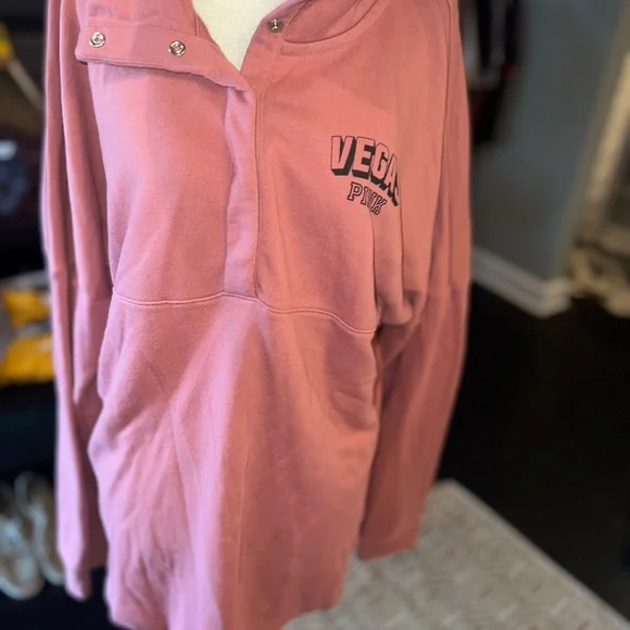 PINK Victoria's Secret Pink Las Vegas Quarter Button Up Sweatshirt - Picture 3 of 11